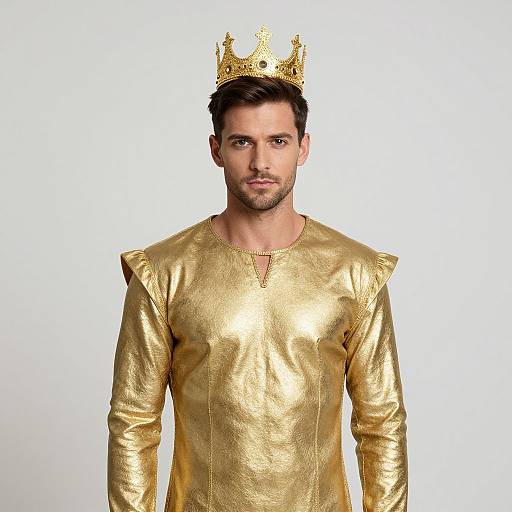 Man in Golden Gala Attire with Crown