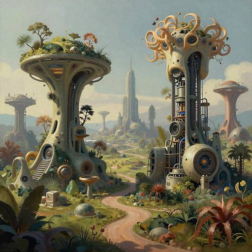 Surreal AI Landscapes in Utopian Future