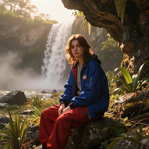 Vibrant Hip-Hop Character in Misty Cave