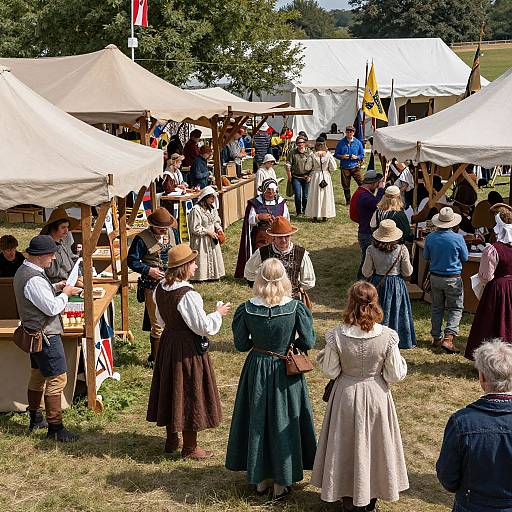 Renaissance Fair Lively Crowd Scene