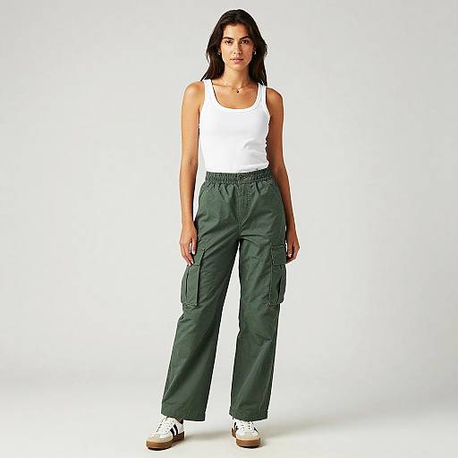 Woman Posing in Green Cargo Pants