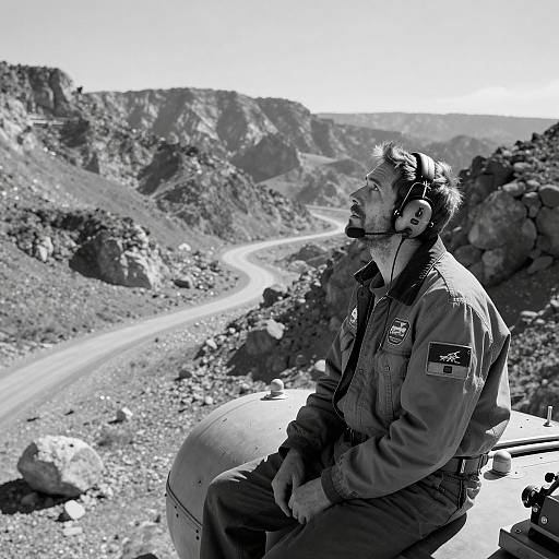 Determined Man on Spacecraft Edge