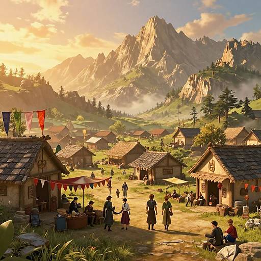 Serene FF11 Village at Sunset