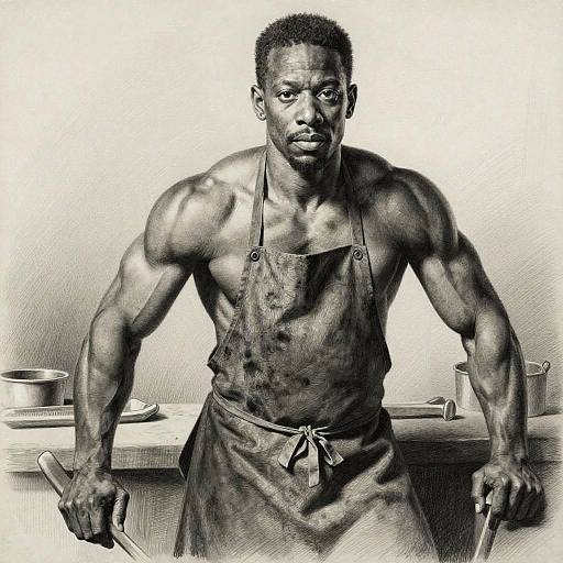 Elegant Pencil Portrait of Confident Blacksmith