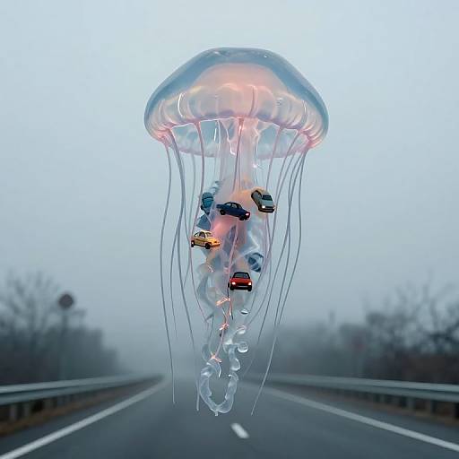 Colossal Jellyfish on Deserted Highway