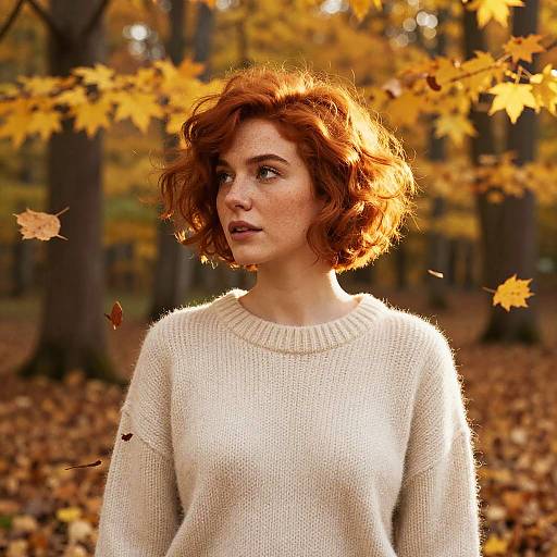 Redhead Pixie in Autumn Forest