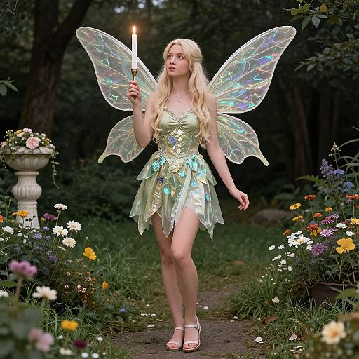Blonde Fairy in Floral Costume