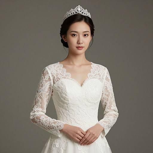 Elegant Bride in Lace Wedding Dress