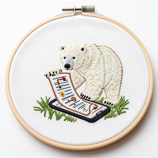 Polar Bear Embroidery Kit Inspired by Rufino Tamayo