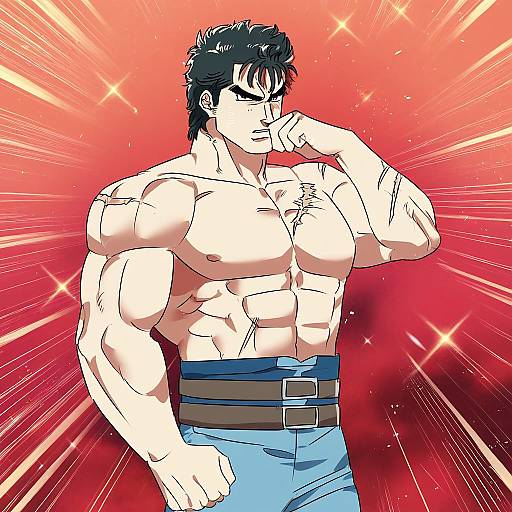 Illustration of Kenshiro, hokuto no ken in the style of Habsida (habsida hpy)