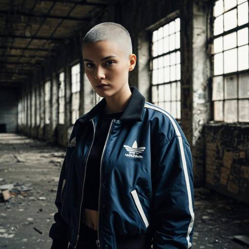 Female Model with Buzz Cut in Abandoned Warehouse