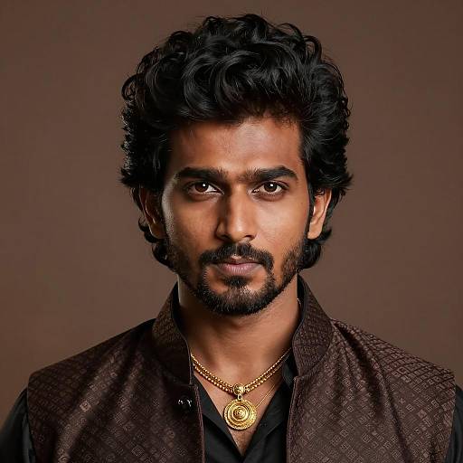 Portrait of Indian Man with Gold Necklace