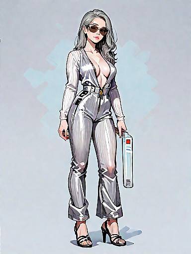 Grey Ribbed Jumpsuit Studio Portrait