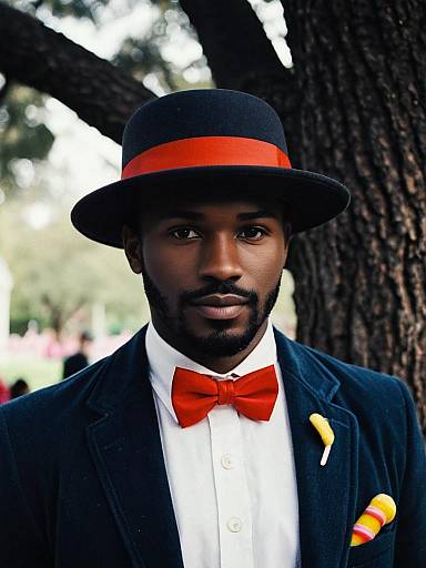 Dark-Skinned Man in Candyland Costume
