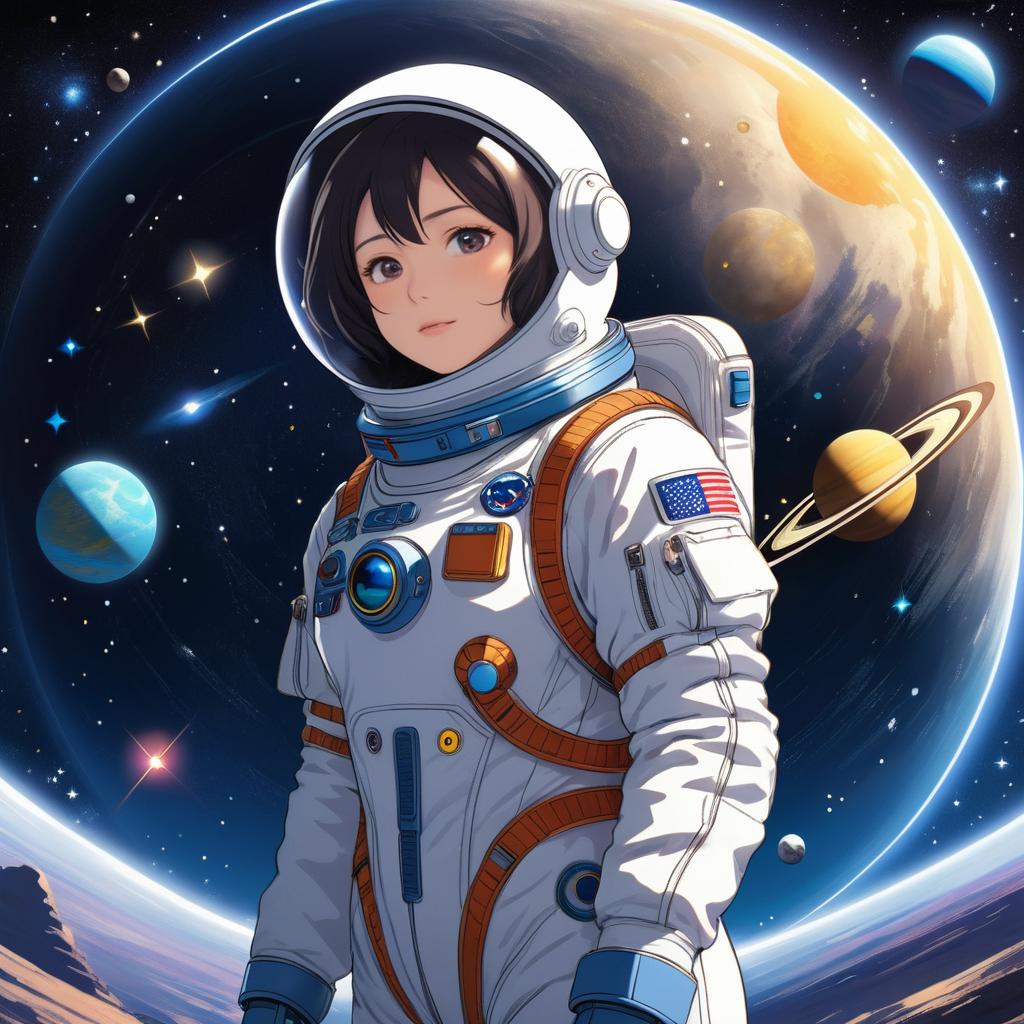 Adventurous Astronaut in Anime Style