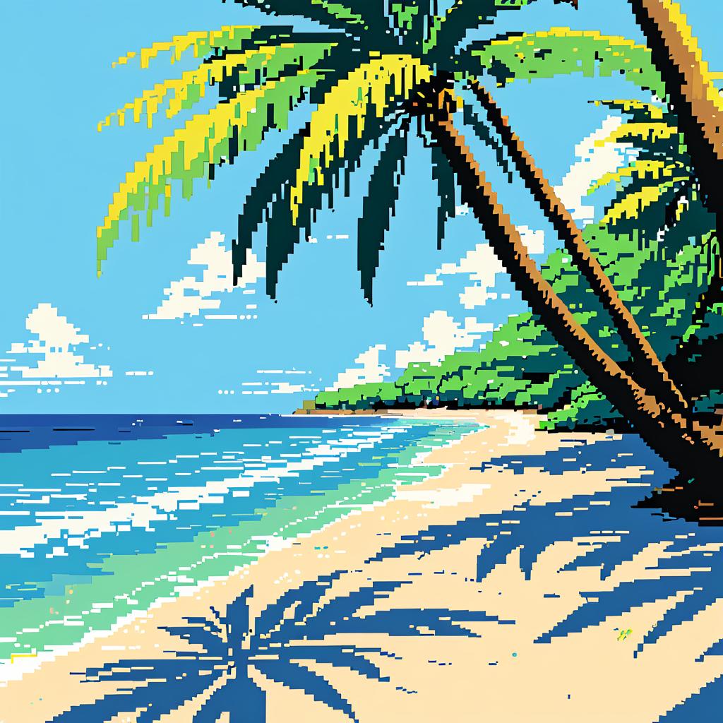 Tranquil Hidden Beach in Pixel Art