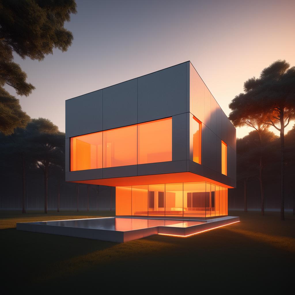 Cinematic Minimalist Cube House Design