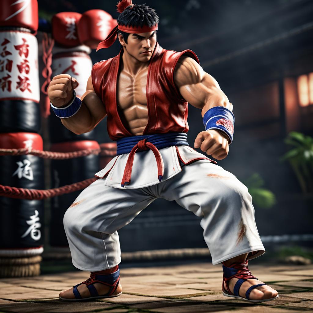 Photorealistic Ryu in Cinematic Lighting