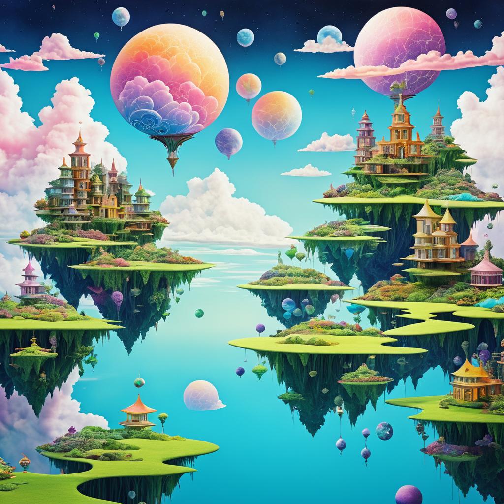 Surreal Floating Islands Dreamscape Illustration