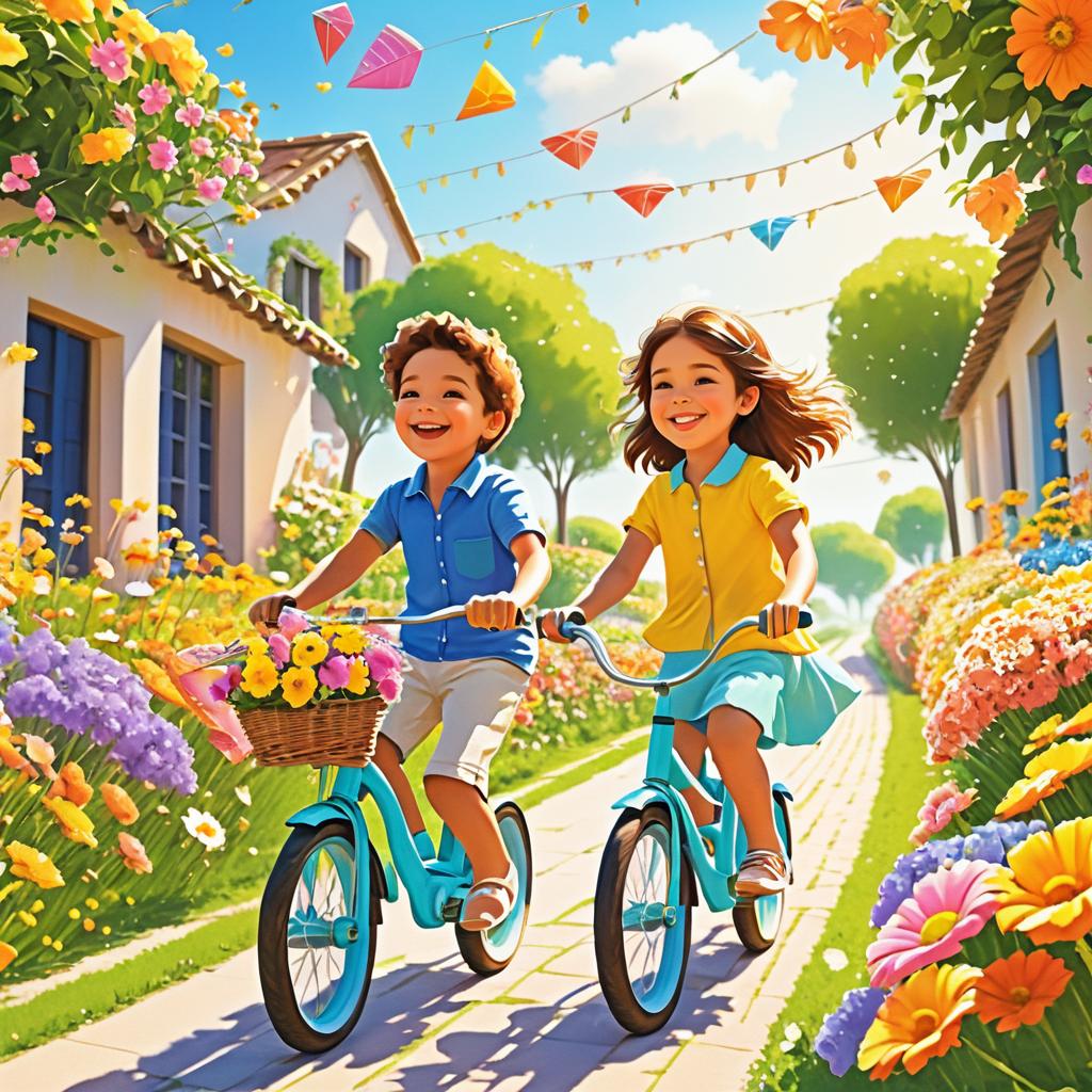 Joyful Bicycle Ride on a Sunny Pathway