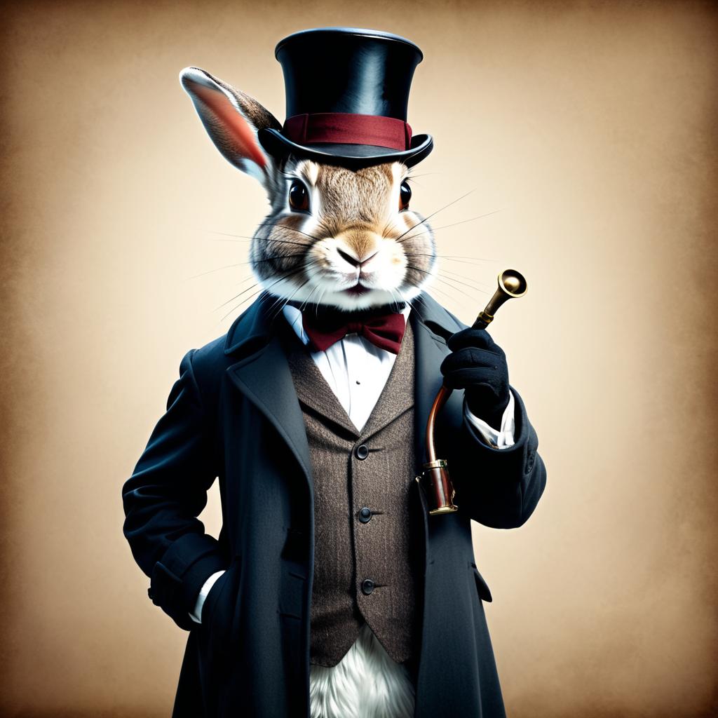 Whimsical Rabbit in Sherlock Holmes Attire