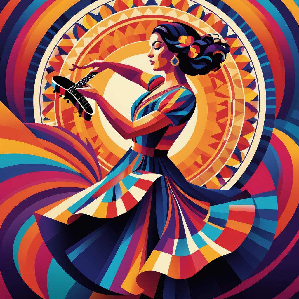 Vibrant Art Deco Flamenco Dance Poster