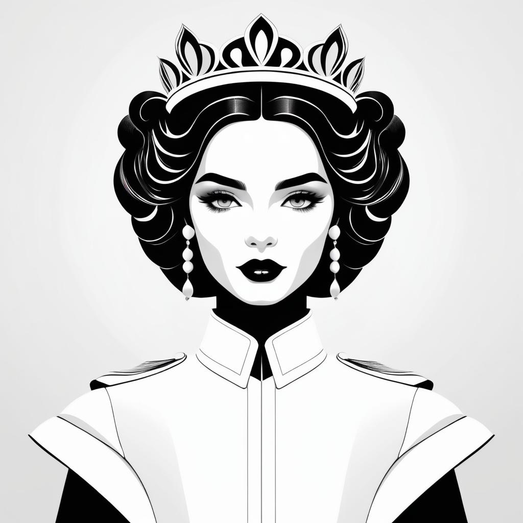 Minimalistic Black and White Queen Portrait