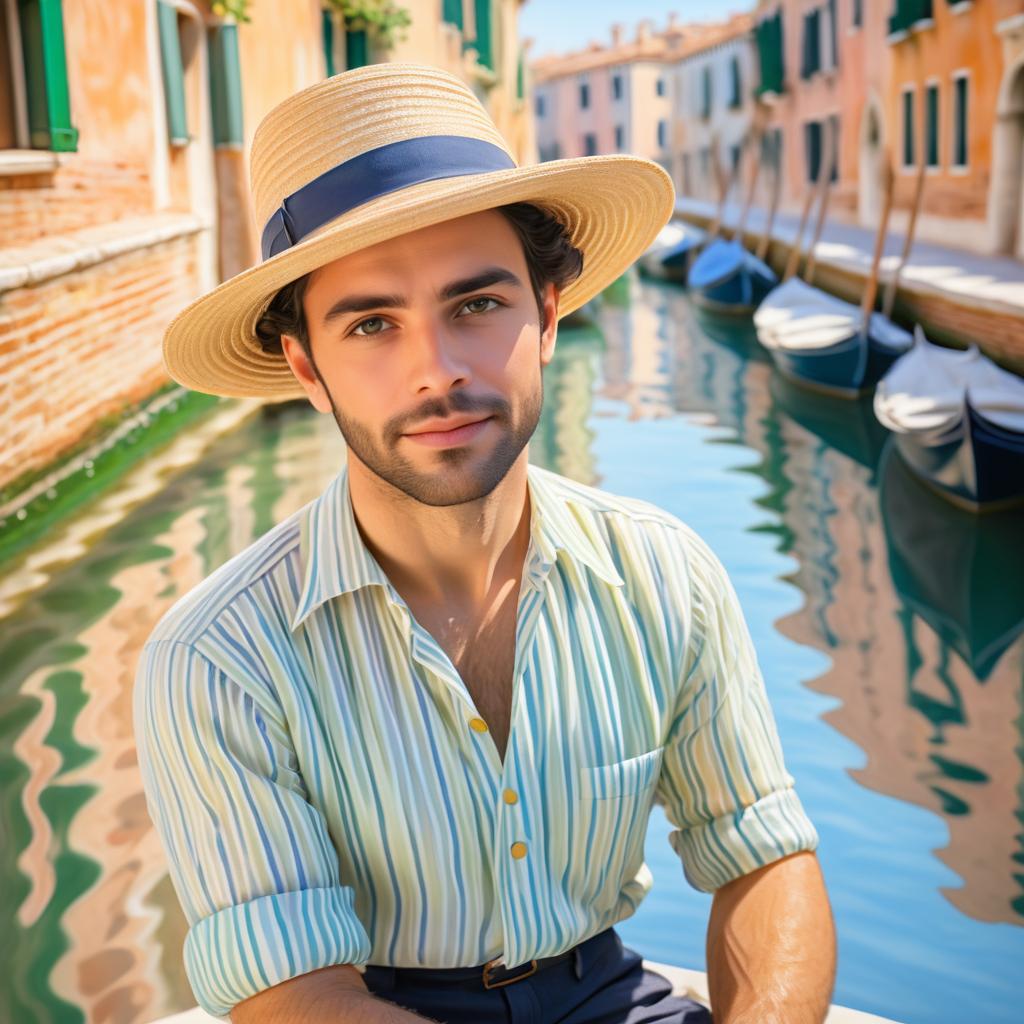 Charming Gondolier in 1920s Venice