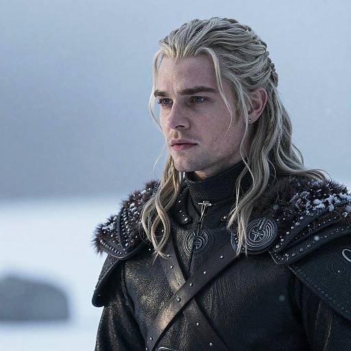 Medieval Warrior in Snowy Landscape