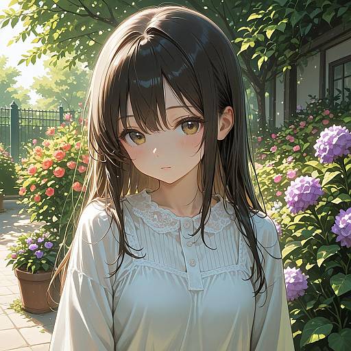 Masterpiece Upper Body Girl in Garden