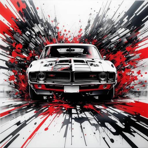 Classic Muscle Car Explosion Artwork