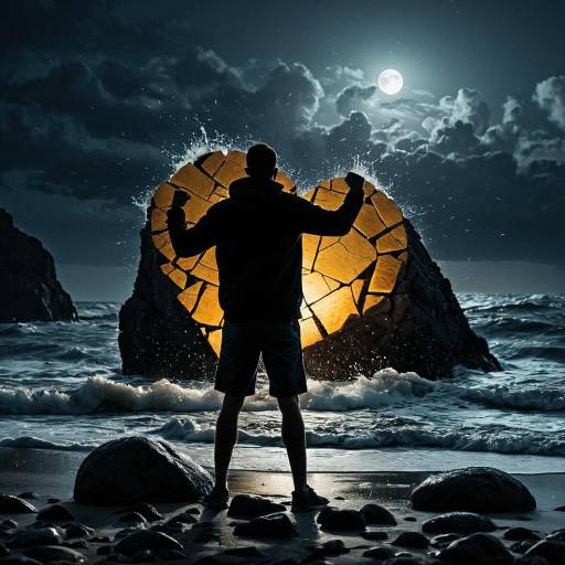 Heart-Shaped Rock in a Stormy Seascape Heart-Shaped Rock in a Stormy Seascape