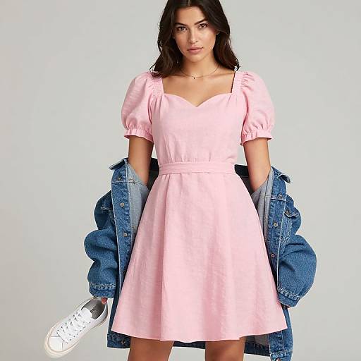 Pastel Pink A-Line Dress with Heart Cut-Out