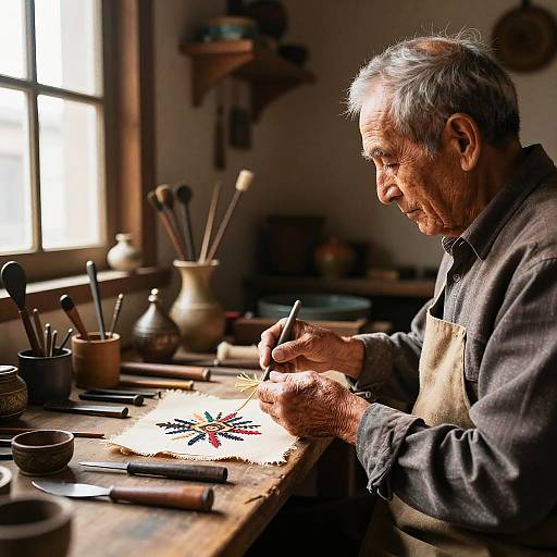 Traditional Artisan Workshop with Elderly Crafter