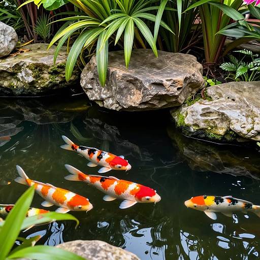 Vibrant Koi Fish in Serene Pond