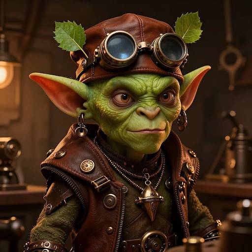 Steampunk Goblin Inventor Portrait