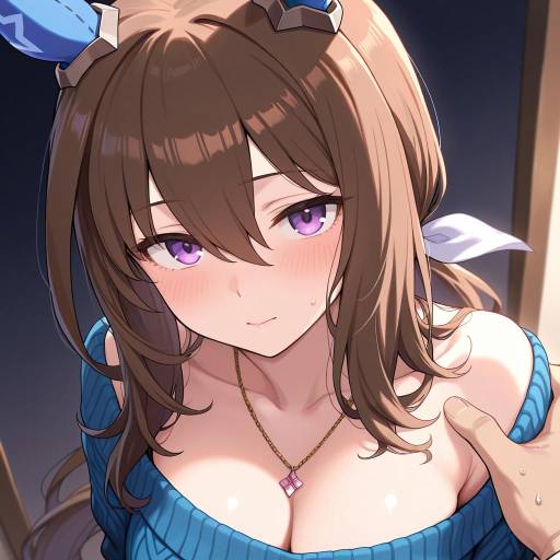 Charming Horse Girl with Purple Eyes