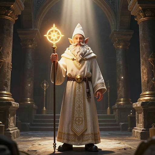 Gnome Cleric in Ancient Temple