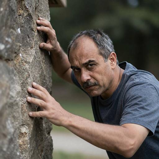Surreal High-Contrast Portrait Against Wall