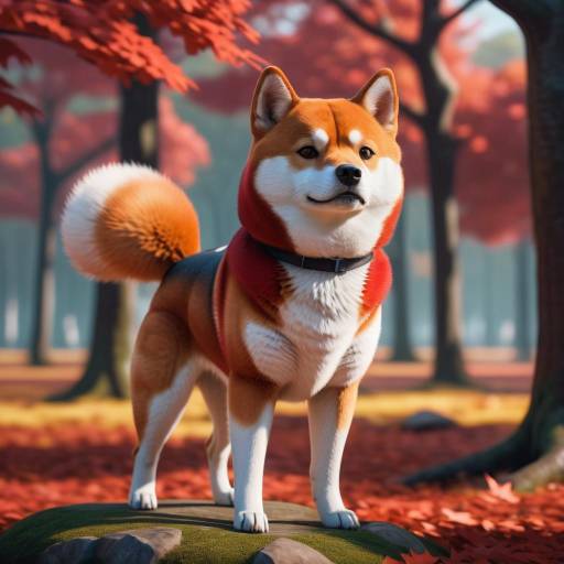 Majestic Blood-Red Shiba Inu in Autumn Majestic Blood-Red Shiba Inu in Autumn