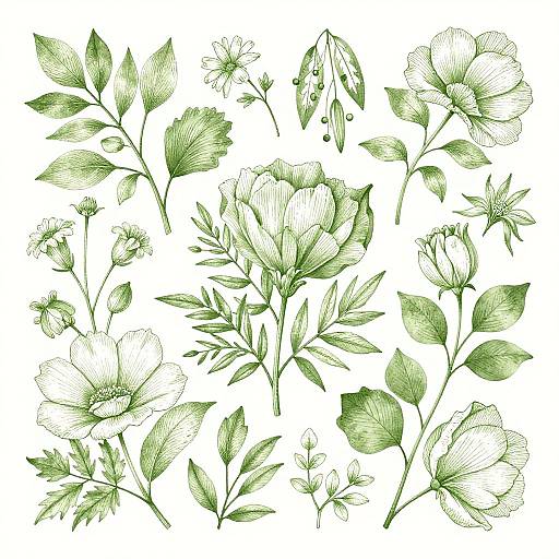 Vintage Green Botanical Illustration