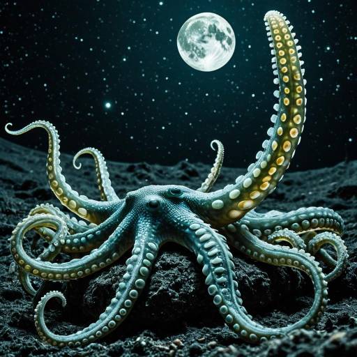 Translucent Octopus Under Moonlit Sky