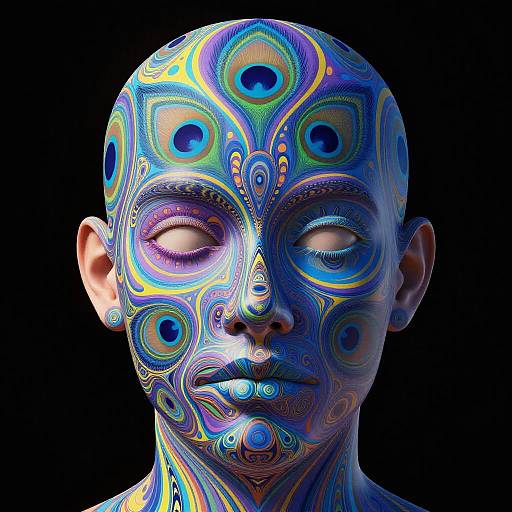 Psychedelic Swirling Human Head Art
