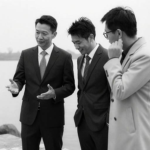 Elegant Waterfront Meeting in Black and White