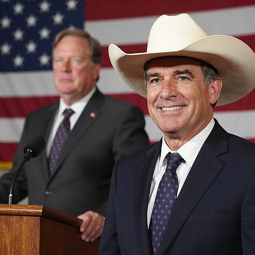 Two Men in Suits with Cowboy Hat