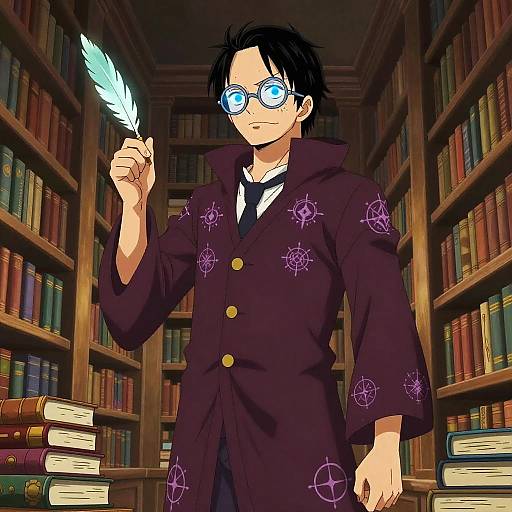 Arcane Bookkeeper in Mystical Library