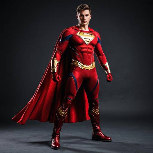 Man in Red Superhero Suit with Cape