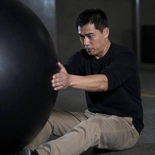 Determined Man Pulling Heavy Cylinder