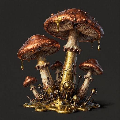 Steampunk Melting Mushrooms Surrealism