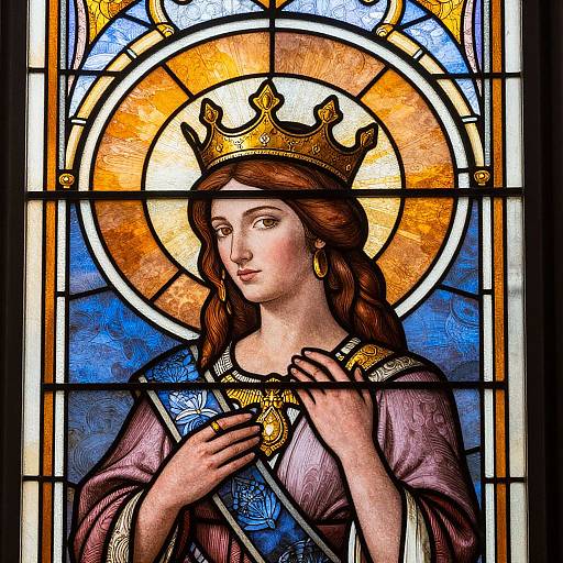 Stained Glass Woman with Crown